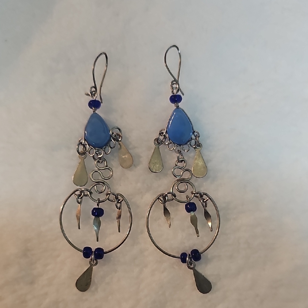 Elegant Blue and Silver Dangle Earrings